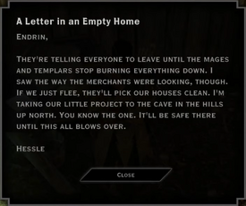 A Letter in an Empty Home (To Endrin) Note Text