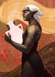 Tarot card depicting a male elf in Dragon Age: The Veilguard