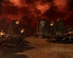 Denerim city gates ablaze