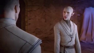 Solas y el inquisidor discutiendo