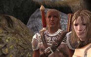 Zevran a punto de emboscar al Guarda.