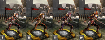 Tier progression of a Harlequin in Heroes of Dragon Age