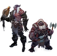 Concept art of male qunari and dwarven Inquisitors