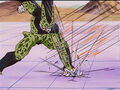 Goku dodges Cell