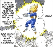 Vegeta challenges Cell to take on his Final Flash