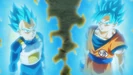 Super Saiyan Blue Goku and Vegeta in their regular outfits