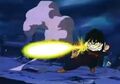 Gohan fires a Ki Blast at Medamatcha in Lord Slug