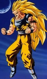 Goku Super Saiyajin 3 vendo Vegeta e Boo