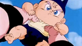 Baby Trunks in Yajirobe's hands