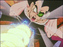 Raditz being hit by Piccolo's Special Beam Cannon