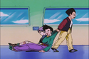 Vegeta takes Trunks and Goten to the spaceship