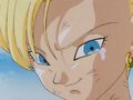 Android 18 with tears in her eyes