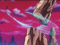 Dabura's attack cuts a rock