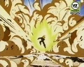 An enraged Vegeta blasts Cell with the Maximum Flasher