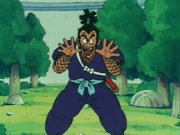 Púrpura ameaça Goku do outro lado do lago com piranhas