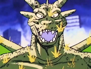 A Godzilla-like Cymbal-type Namek spawn resisting soldiers' gunfire