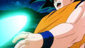 Goku dodges Broly's Eraser Cannon