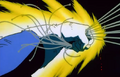 Vegeta grabs wires to fill with energy