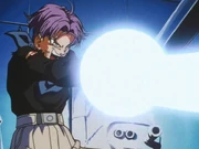 Baby Trunks uses the Buster Cannon against Goku