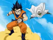 Goku and Piccolo in a cutscene of Dragon Ball Z: Sagas