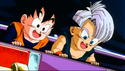 Trunks and Goten cheerfully looking out Men-Men's car