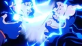 Goten and Trunks charging their Kamehamehas in Bio Broly