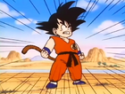 Goku stands where he is as the Masked Man flies towards him, kicking