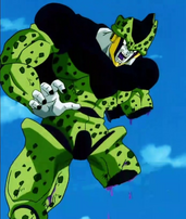 Cell regenerandose del ataque de Gohan.