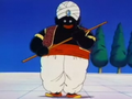 Mr. Popo uses a stick to train Goku