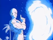 Tien's Kiai sends the Kamehameha back to Yamcha with Kamehameha Deflection