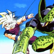 Cell atacando Gohan