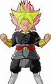 Karoly Black in his Super Saiyan Rosé and Legendary Super Saiyan hybrid form from Dragon Ball Fusions