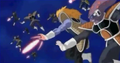 Frieza's soldiers firing Ki Blasts at Bardock in the 13th Dragon Ball Heroes promo