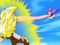 Majin Buu extends his arm to punch Goku