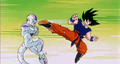 Goku tries to kick Frieza