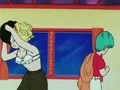 Launch and Bulma undressing just before Roshi walks in