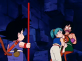 Bulma clings to Yamcha for support