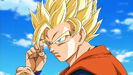 Goku as Super Saiyan 2 defending Goku Black attacks