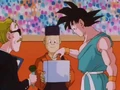 The announcer with Goku