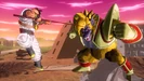 Male Future Warrior using the Power Pole Super Skill on Great Ape Baby in Xenoverse