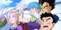 Vegeta keeps Bulma from spouting off at Beerus