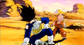 Krillin, terror-stricken after seeing Vegeta recover