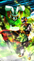 Alternate Character Illustration of Great Saiyaman 1 (DBL-EVT-05S) depicting Great Saiyaman 1 performing his Justice Pose in the background in Dragon Ball Legends