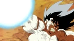 Goku blasts Great Ape Vegeta in the face