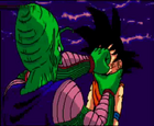 King piccolo grabs kid goku by the neck and punchs him in the face