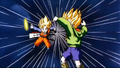 Goten and Trunks attacking Broly