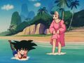 Goku and Bulma at the beach