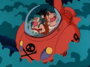 Bulma, Goku, and Krillin in the Pirate Submarine
