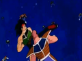 Bardock kicks a soldier away