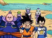 Goku and the others prepare to fight Moro